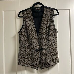 80s 90s Vintage German Vest Waist Coat Tapestry Jacquard Création Charmante